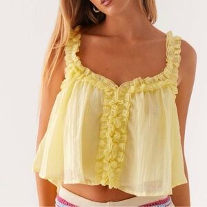 Peppermayo Aimee Yellow Ruffle Top